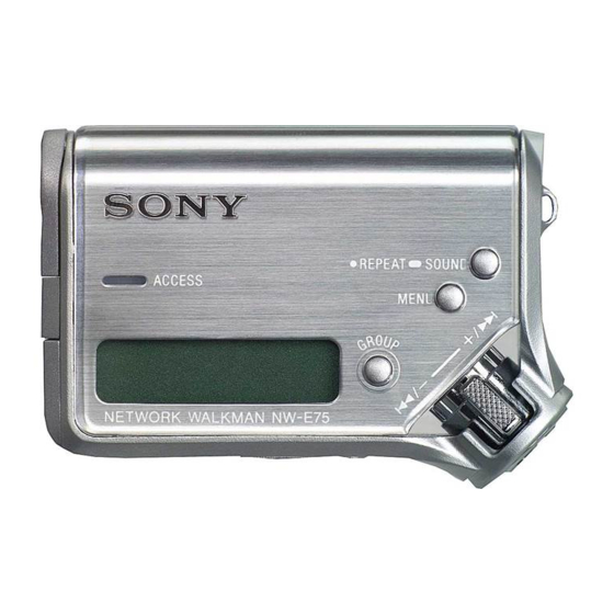 Sony NW-E75 Mode D'emploi