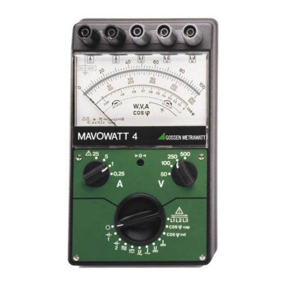 Gossen MetraWatt MAVOWATT 4 Mode D'emploi