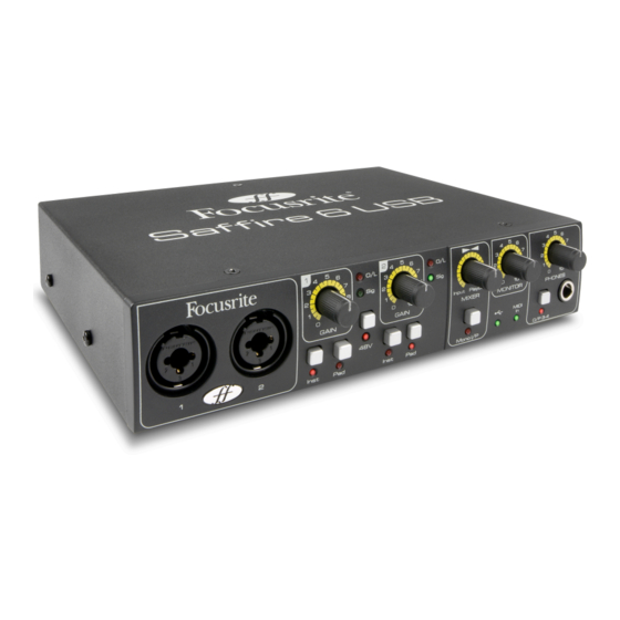 Focusrite Saffire 6 USB Mode D'emploi