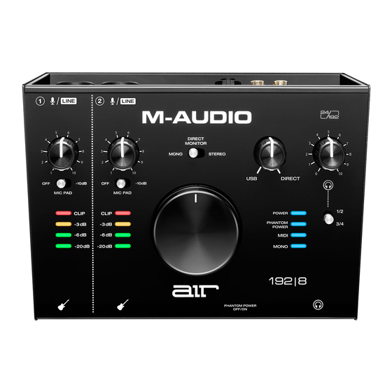 M-Audio air 192 Mode D'emploi