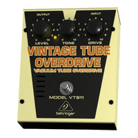Behringer VINTAGE TUBE OVERDRIVE VT911 Mode D'emploi