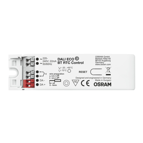 Osram DALIeco BT control Mode D'emploi