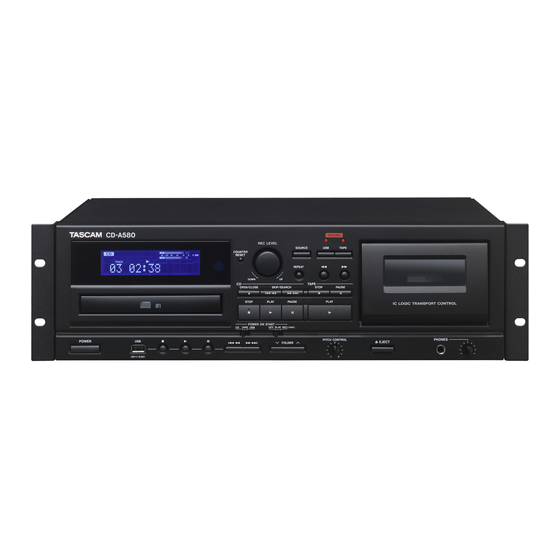 Tascam CD-A580 Mode D'emploi