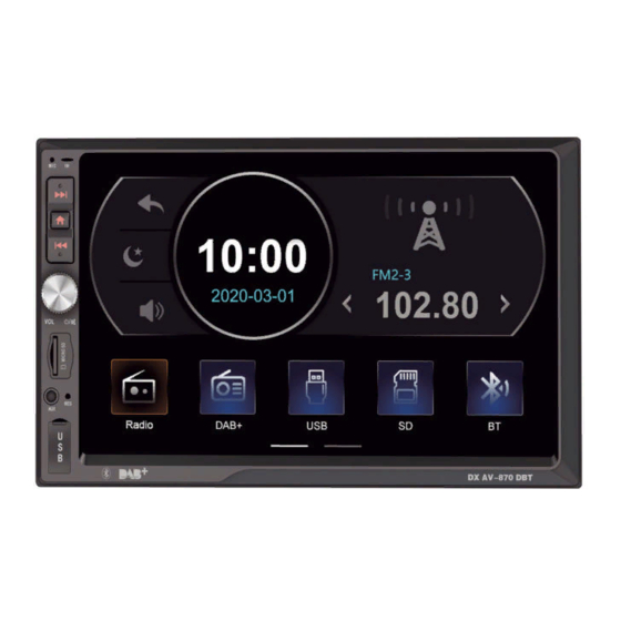 NORAUTO DX AV-870 DBT Mode D'emploi