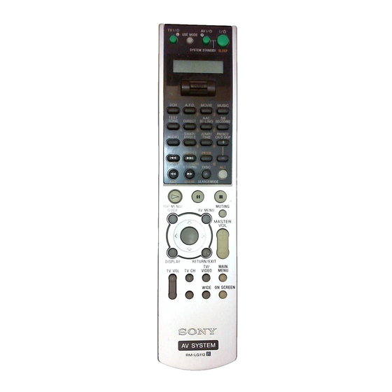 Sony Remote Commander Mode D'emploi