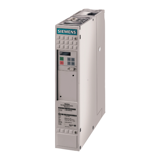 Siemens simovert masterdrives 6SE70 Serie Instructions De Service