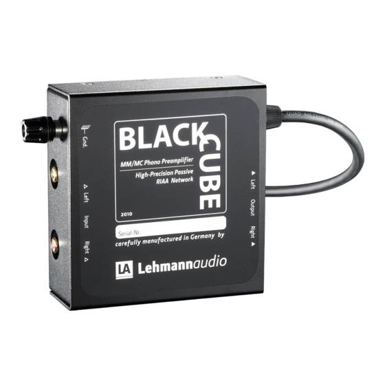 Lehmannaudio Black Cube Mode D'emploi