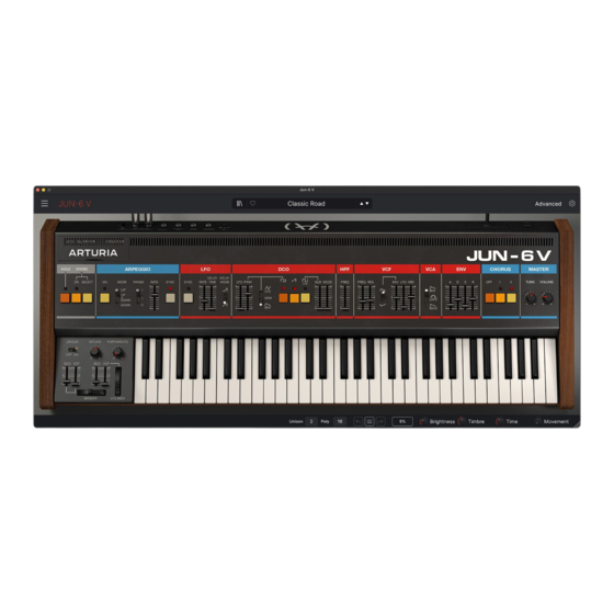 Arturia JUN-6 V Manuel Utilisateur