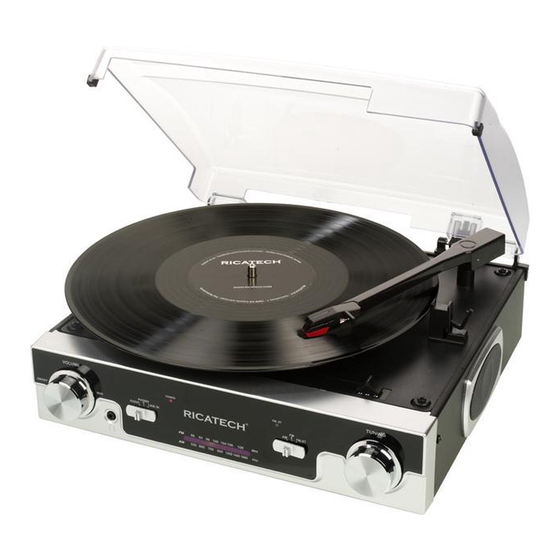 Ricatech RTT77 Turntable Mode D'emploi