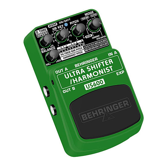 Behringer ULTRA SHIFTER/HARMONIST US600 Mode D'emploi