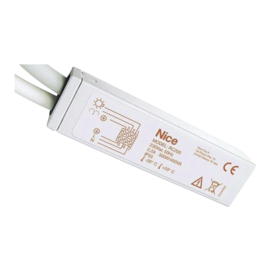 Nice HOME RC200 Notice De Programmation