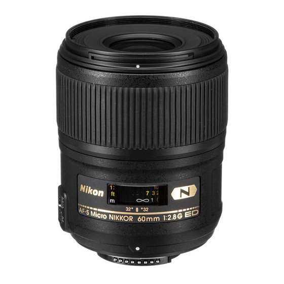 Nikon AF-S Micro NIKKOR 60mm f/2.8G ED Manuel D'utilisation