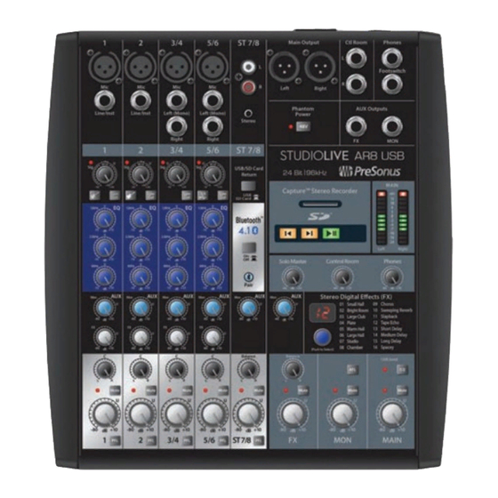 PRESONUS StudioLive AR Serie Guide De Prise En Main