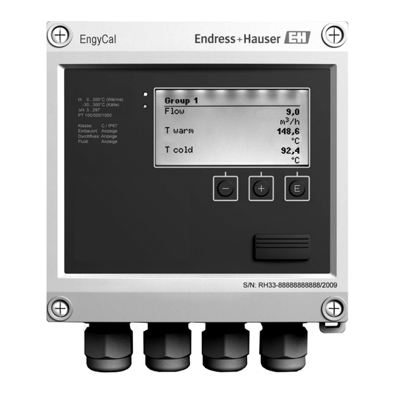 Endress+Hauser EngyCal RH33 Instructions Condensées