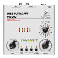 Behringer TUBE ULTRAGAIN MIC200 Guide Rapide