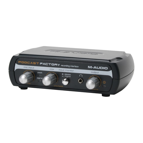 M-Audio Podcast Factory Guide De L'utilisateur