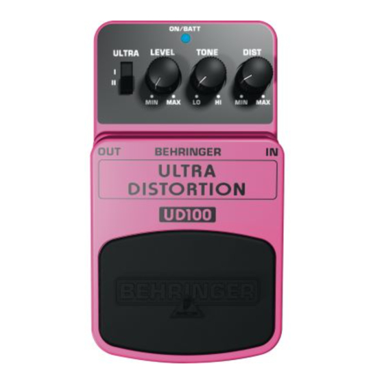 Behringer Ultra Distortion UD100 Guide Rapide