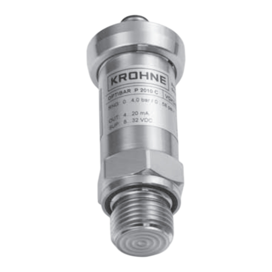 KROHNE OPTIBAR P 1010 C Supplément Au Manuel