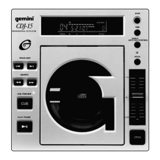 Gemini CDJ-15 Manuel D'instructions