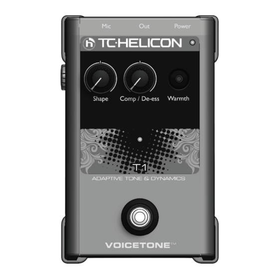 TC-Helicon VoiceTone T1 Mode D'emploi