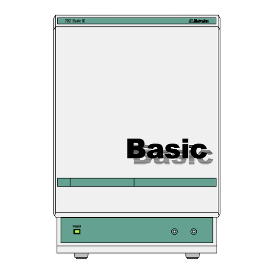 Metrohm 792 Basic IC Mode D'emploi