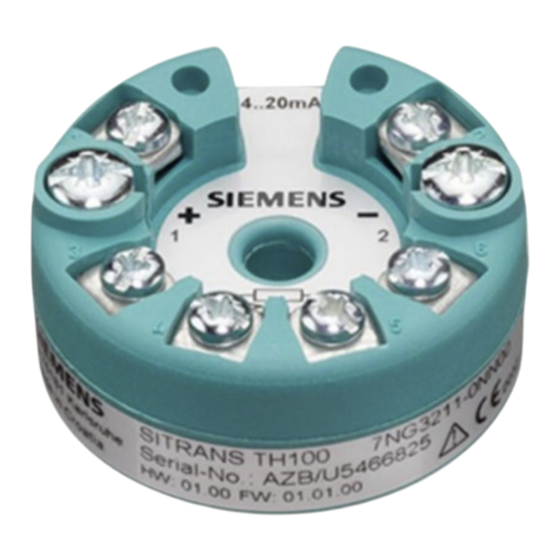 Siemens SITRANS TH100 Instructions De Service