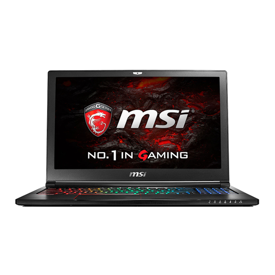 MSI GS63VR 6RF-019FR Manuel D'utilisation