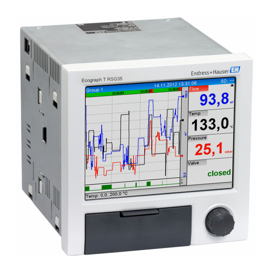 Endress+Hauser Ecograph T RSG35 Manuel De Mise En Service