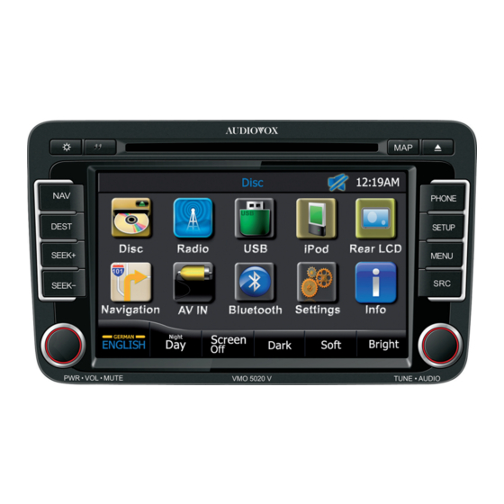 Audiovox VMO 5020 V Mode D'emploi/Certificat De Garantie