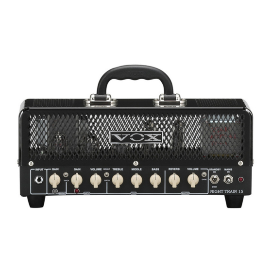 VOX Amplification Night Train 15H G2 Manuel D'utilisation