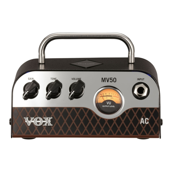 Vox MV50 Clean Manuel D'utilisation