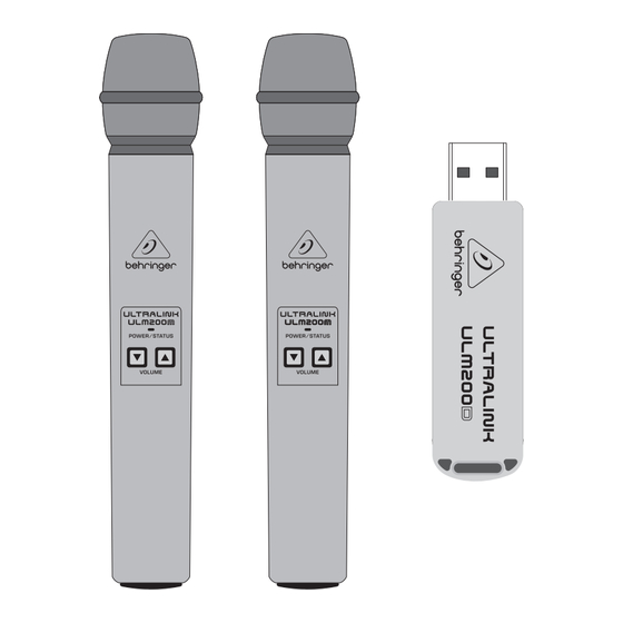 Behringer ULTRALINK ULM202USB Guide De Démarrage Rapide