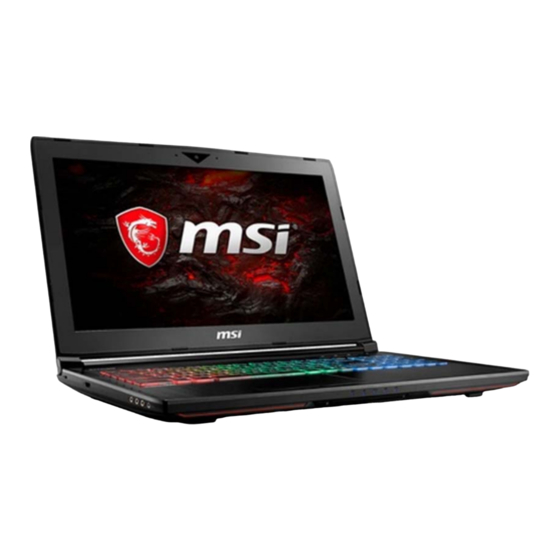 MSI Gaming GT72VR 7RE-618FR Manuel D'utilisation