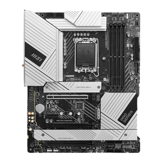 MSI PRO Z790-A MAX WIFI Guide D'utilisation