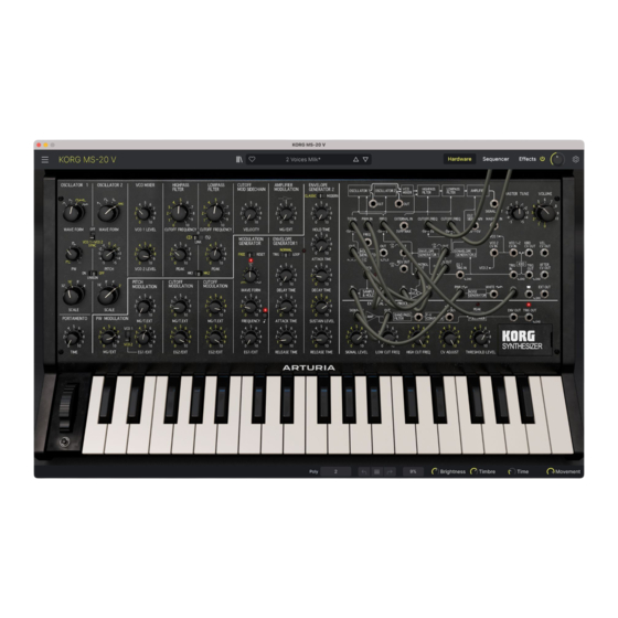 Arturia KORG MS-20 V Manuel Utilisateur