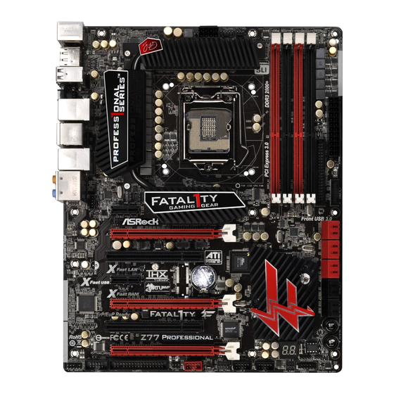 ASROCK Fatal1ty Z77 Performance Serie Mode D'emploi