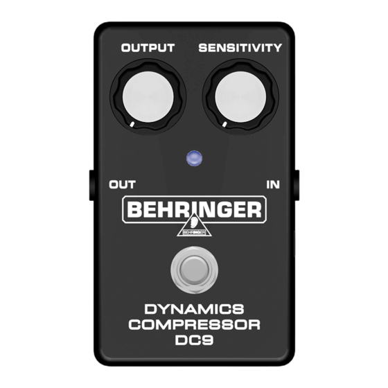 Behringer DYNAMICS COMPRESSOR DC9 Mode D'emploi