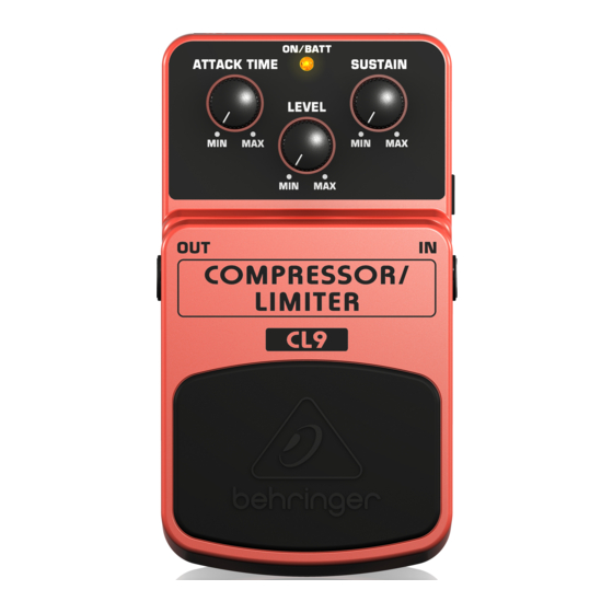 Behringer COMPRESSOR/LIMITER CL9 Guide Rapide