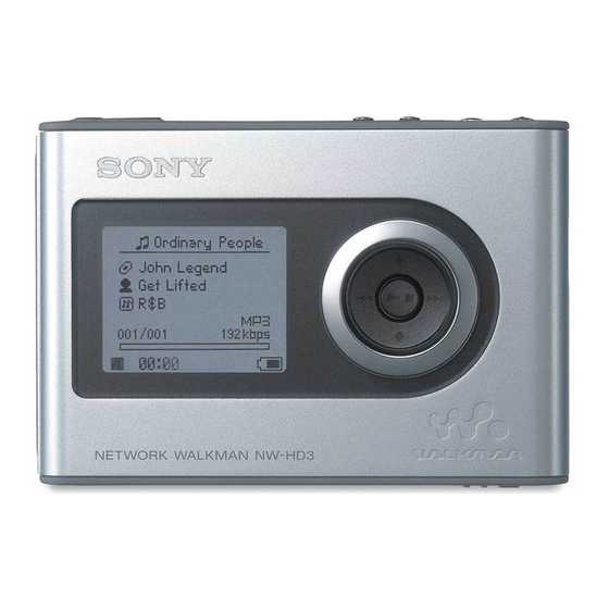 Sony Walkman Atrac3plus NW-HD3 Mode D'emploi