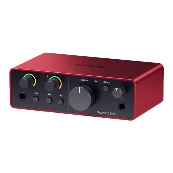 Focusrite Scarlett Solo 4th Gen Guide D'utilisation