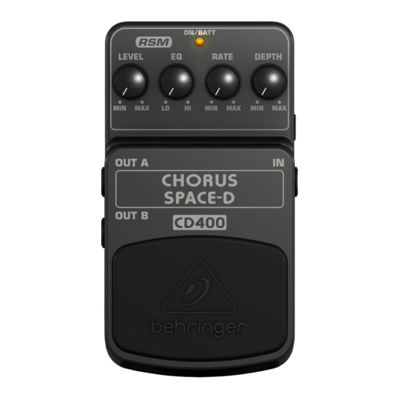 Behringer CHORUS SPACE-D CD400 Mode D'emploi
