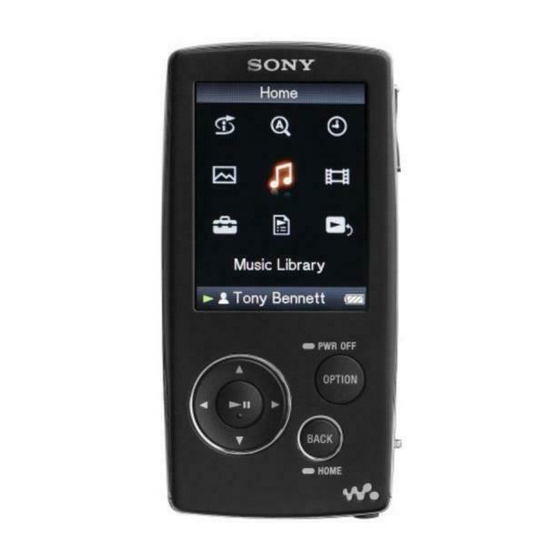 Sony Walkman NWZ-A815 Guide De Démarrage