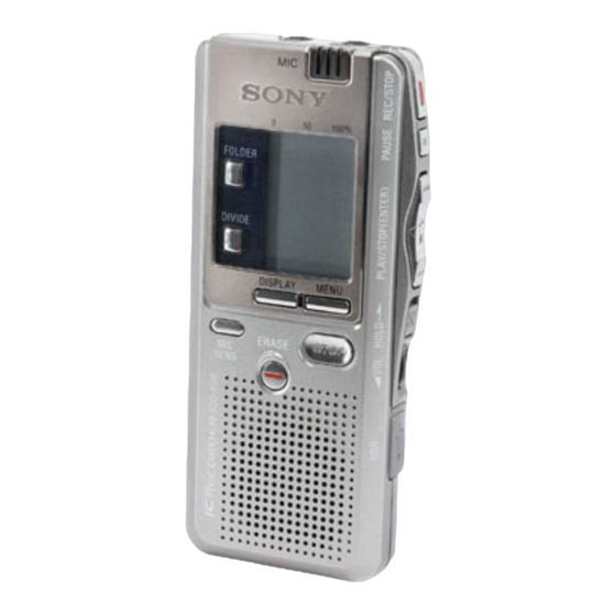 Sony IC Recorder ICD-P28 Mode D'emploi