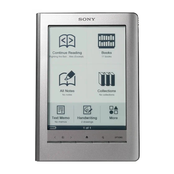 Sony Reader Touch Edition PRS-600 Guide De Démarrage