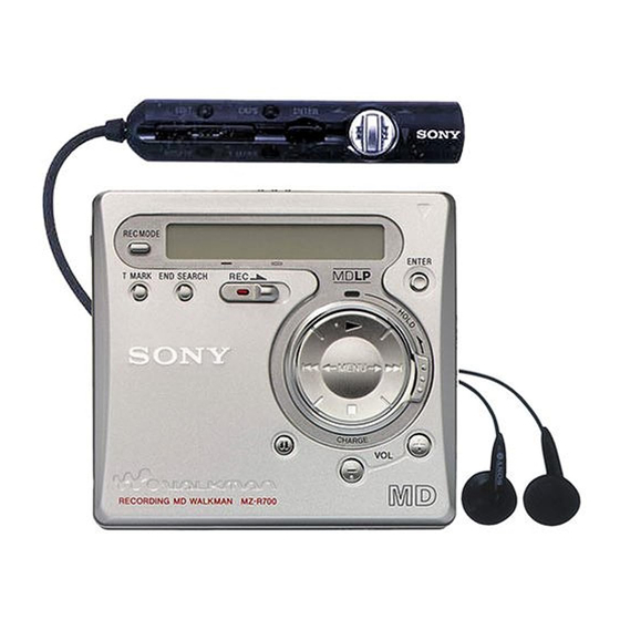 Sony WALKMAN MZ-R700 Mode D'emploi