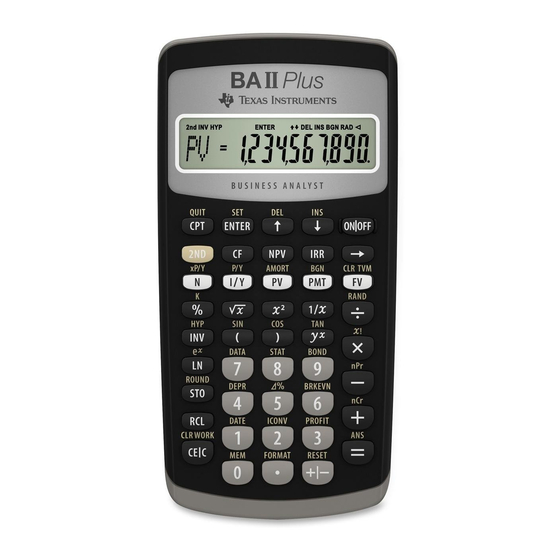 Texas Instruments BA II PLUS Mode D'emploi