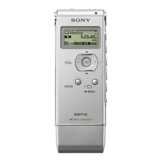 Sony IC RECORDER ICD-UX71 Mode D'emploi