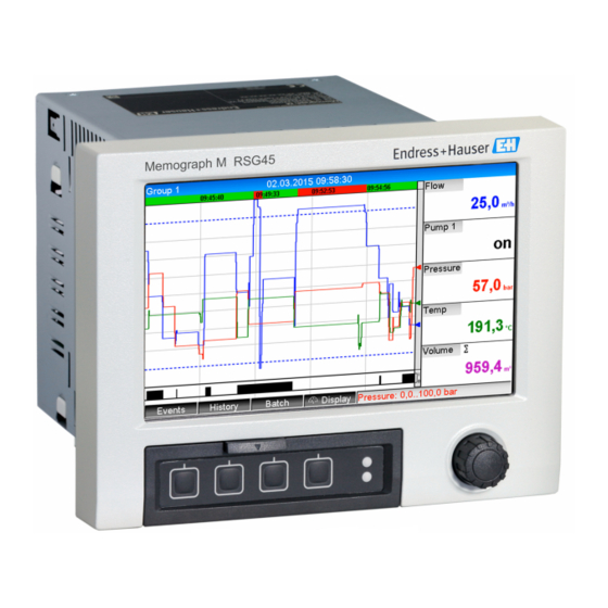 Endress+Hauser Memograph M RSG45 Manuel De Mise En Service