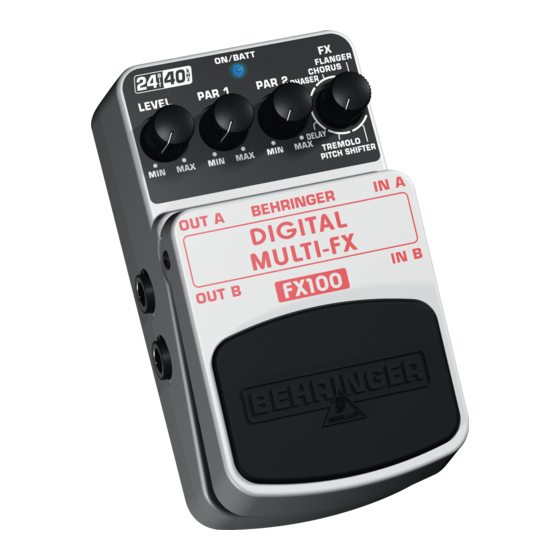 Behringer DIGITAL MULTI FX FX100 Mode D'emploi