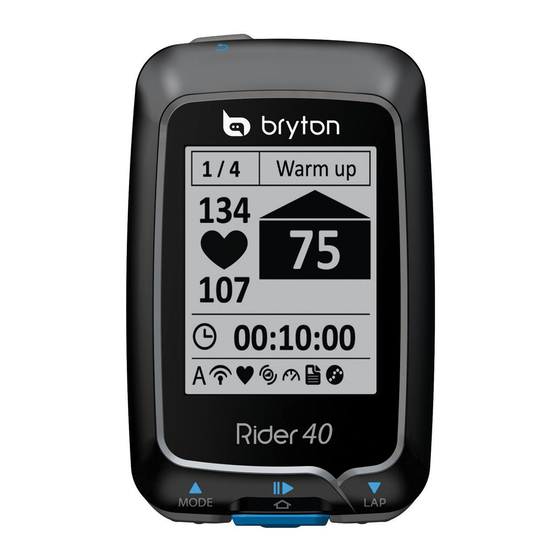 Bryton Rider 40 Manuel De L'utilisateur